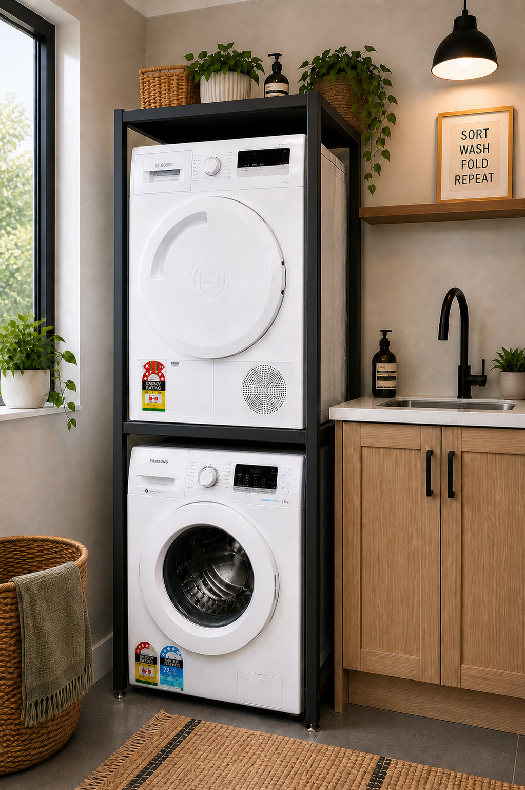 ItemLeap LaundryPro™ Heavy Duty Dryer Stack Rack with Top Shelf