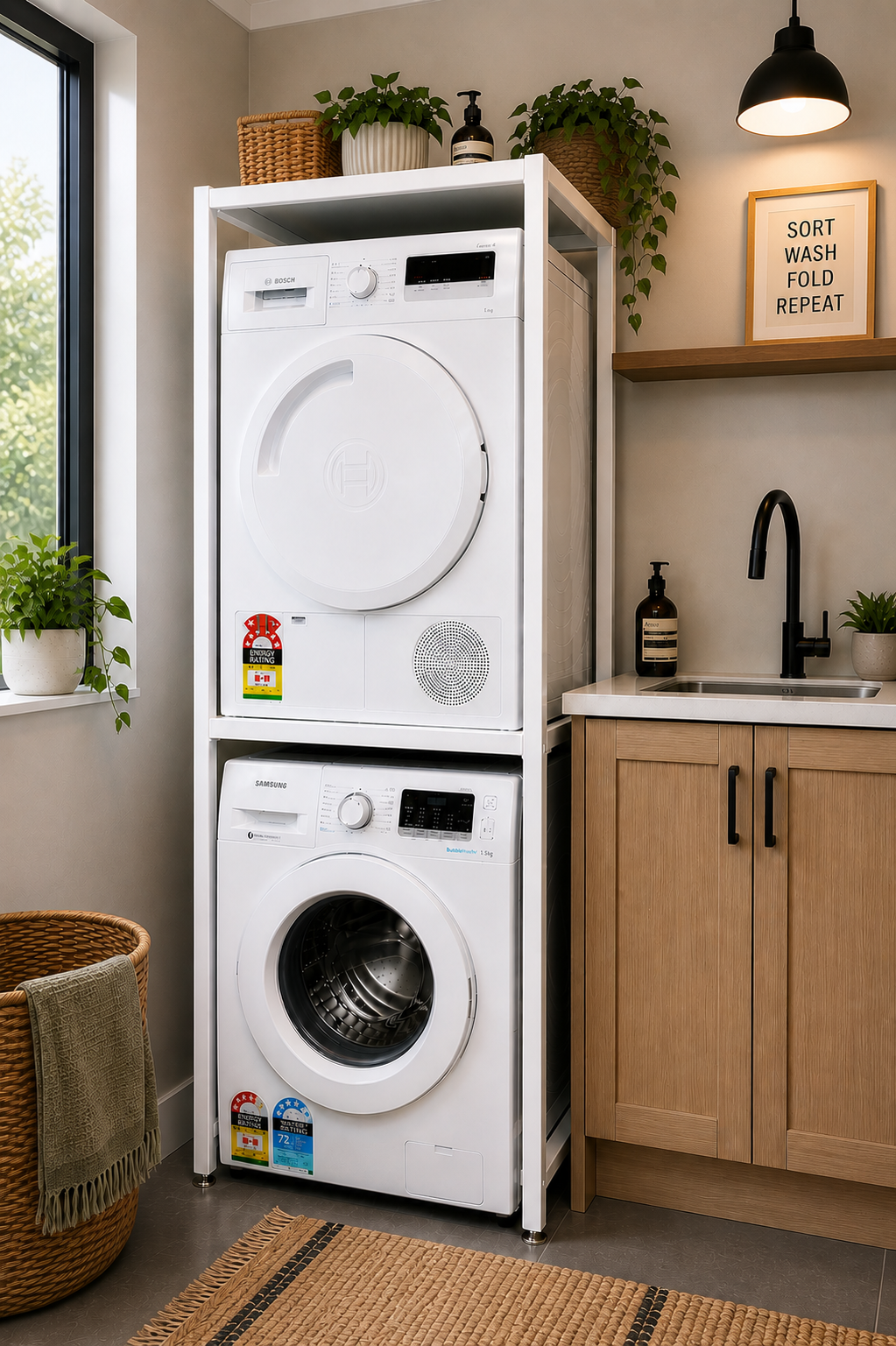 ItemLeap LaundryPro™ Heavy Duty Dryer Stack Rack with Top Shelf