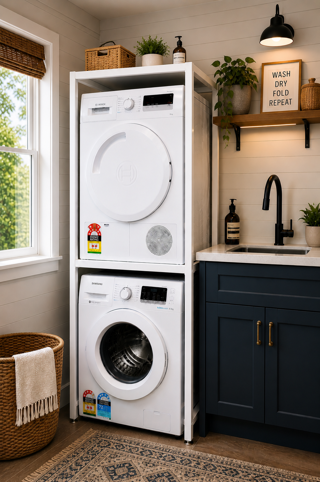 ItemLeap LaundryPro™ Heavy Duty Dryer Stack Rack with Top Shelf