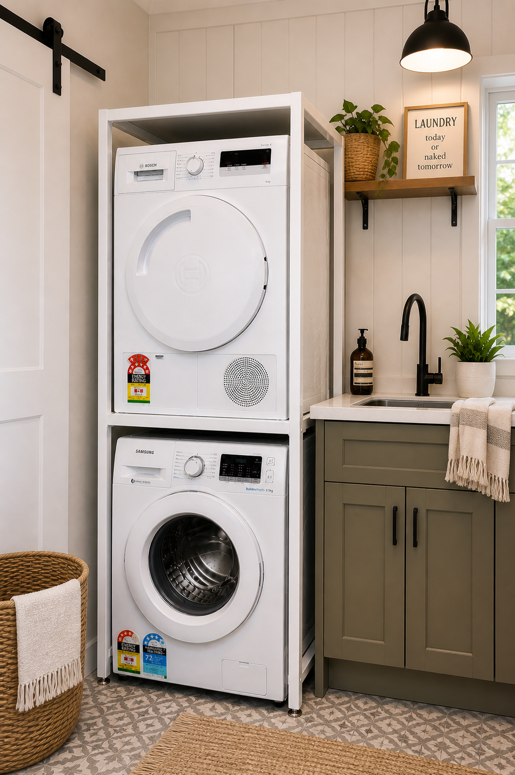 ItemLeap LaundryPro™ Heavy Duty Dryer Stack Rack with Top Shelf