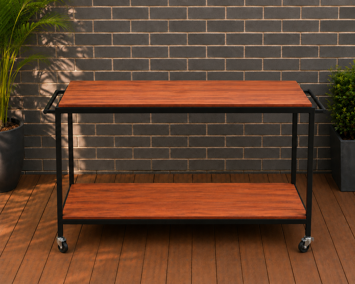 Australian Made BBQ Prep Station – Merbau Outdoor Cooking Table | Heavy Duty Steel Frame | Pickup Epping VIC